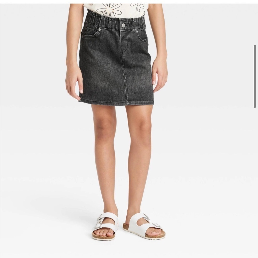 Cat & Jack Cat Paperbag Waist black denim Skirt size 5T